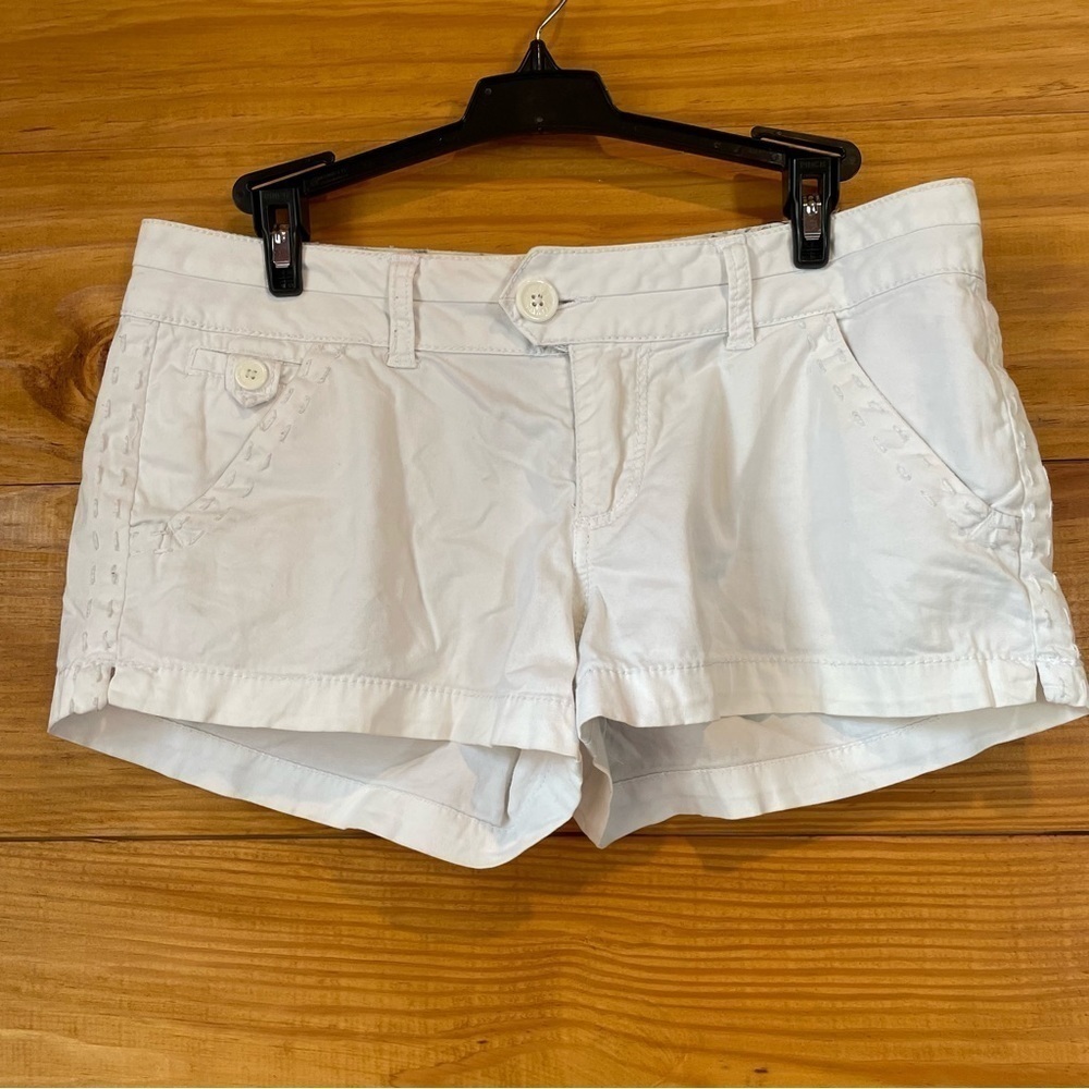 Rewash White Stretch Mid Rise Trouser Shorts Juniors 7